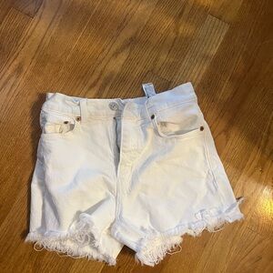 Zara White Frayed Jean Shorts